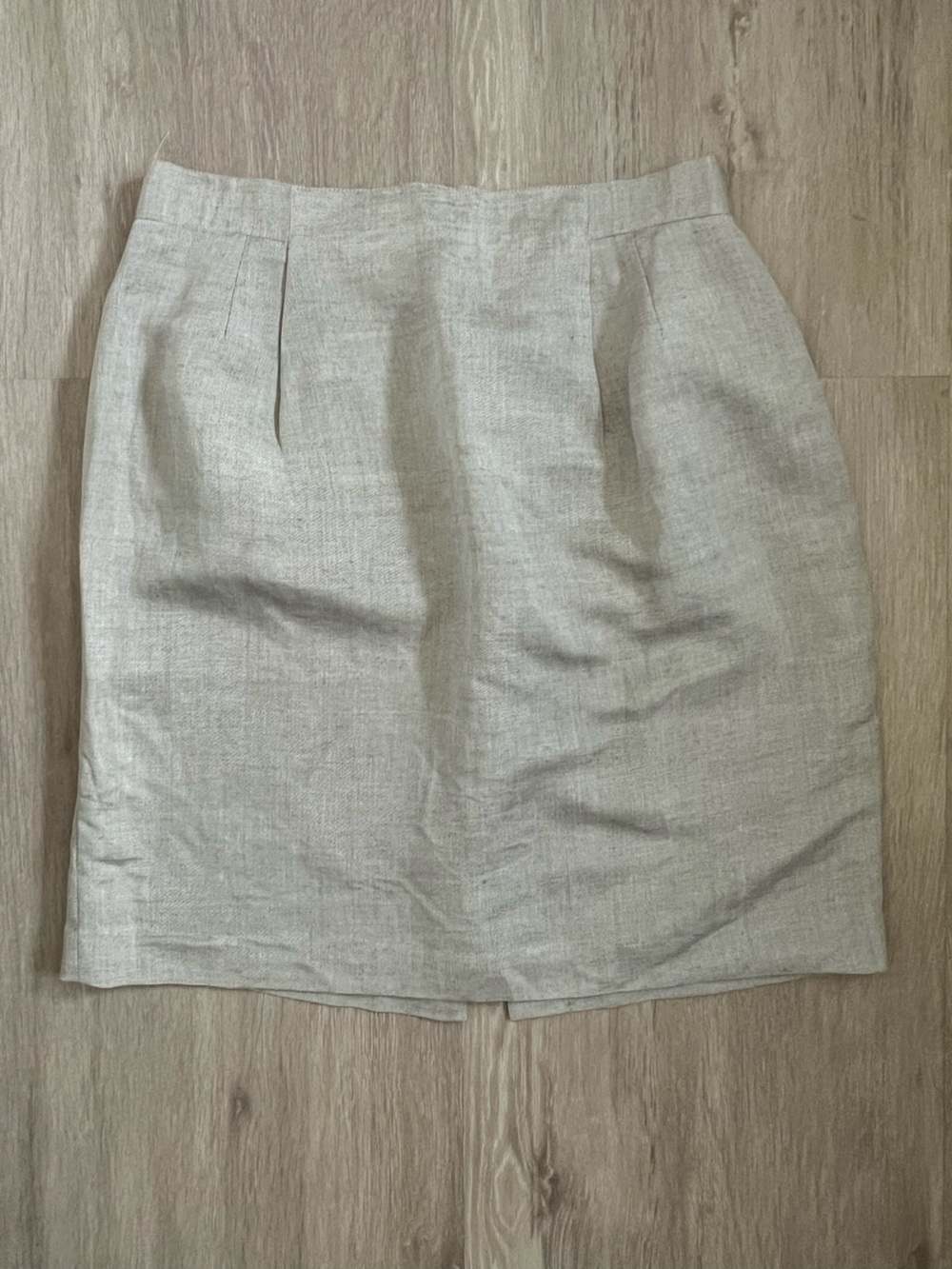 Casual Corner Oatmeal Beige Linen Blend Vintage Pencil Skirt 11